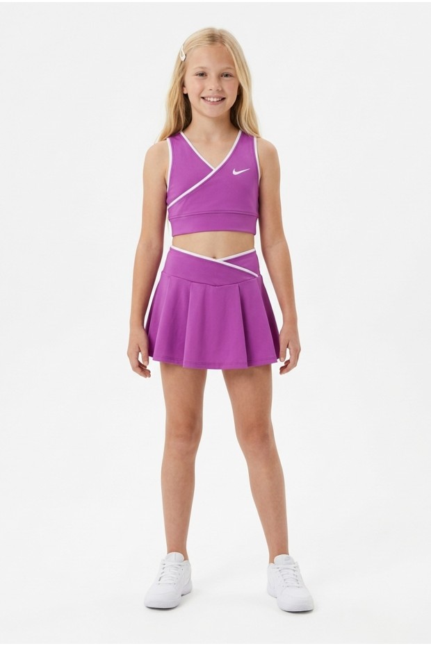 Kız Çocuk Polyester + Elastan V Yaka Kruvaze Spor Crop Pileli Şort Etek Sporcu Takım 