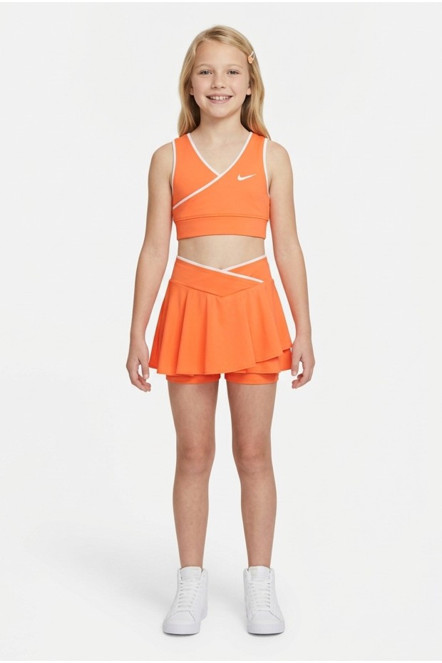 Kız Çocuk Polyester + Elastan V Yaka Kruvaze Spor Crop Pileli Şort Etek Sporcu Takım 