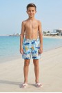 Erkek Çocuk Polyester + Elastan Baskılı Lastikli Bel Cepli Deniz Şortu Mayo