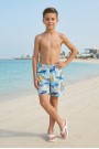 Erkek Çocuk Polyester + Elastan Baskılı Lastikli Bel Cepli Deniz Şortu Mayo