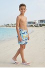 Erkek Çocuk Polyester + Elastan Baskılı Lastikli Bel Cepli Deniz Şortu Mayo