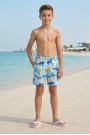 Erkek Çocuk Polyester + Elastan Baskılı Lastikli Bel Cepli Deniz Şortu Mayo