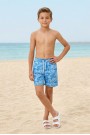 Erkek Çocuk Polyester + Elastan Baskılı Lastikli Bel Cepli Deniz Şortu Mayo