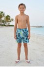 Erkek Çocuk Polyester + Elastan Baskılı Lastikli Bel Cepli Deniz Şortu Mayo