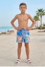 Erkek Çocuk Polyester + Elastan Baskılı Lastikli Bel Cepli Deniz Şortu Mayo