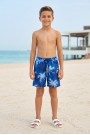 Erkek Çocuk Polyester + Elastan Baskılı Lastikli Bel Cepli Deniz Şortu Mayo