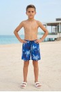 Erkek Çocuk Polyester + Elastan Baskılı Lastikli Bel Cepli Deniz Şortu Mayo