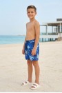 Erkek Çocuk Polyester + Elastan Baskılı Lastikli Bel Cepli Deniz Şortu Mayo