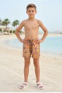 Erkek Çocuk Polyester + Elastan Baskılı Lastikli Bel Cepli Deniz Şortu Mayo