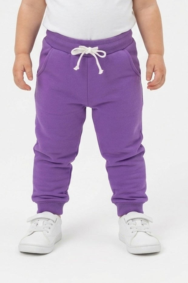 Bebek Beli Lastikli Fırçalı İki İplik Mevsimlik Esnek Eşofman Altı  