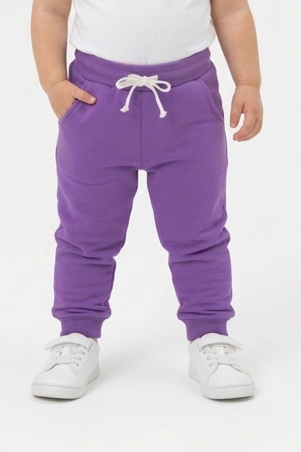 Bebek Beli Lastikli Fırçalı İki İplik Mevsimlik Esnek Eşofman Altı  