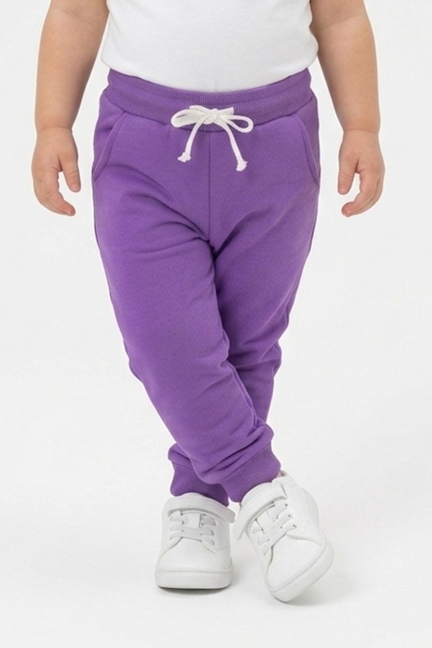 Bebek Beli Lastikli Fırçalı İki İplik Mevsimlik Esnek Eşofman Altı  