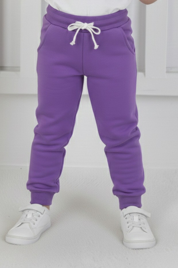 Bebek Beli Lastikli Fırçalı İki İplik Mevsimlik Esnek Eşofman Altı  