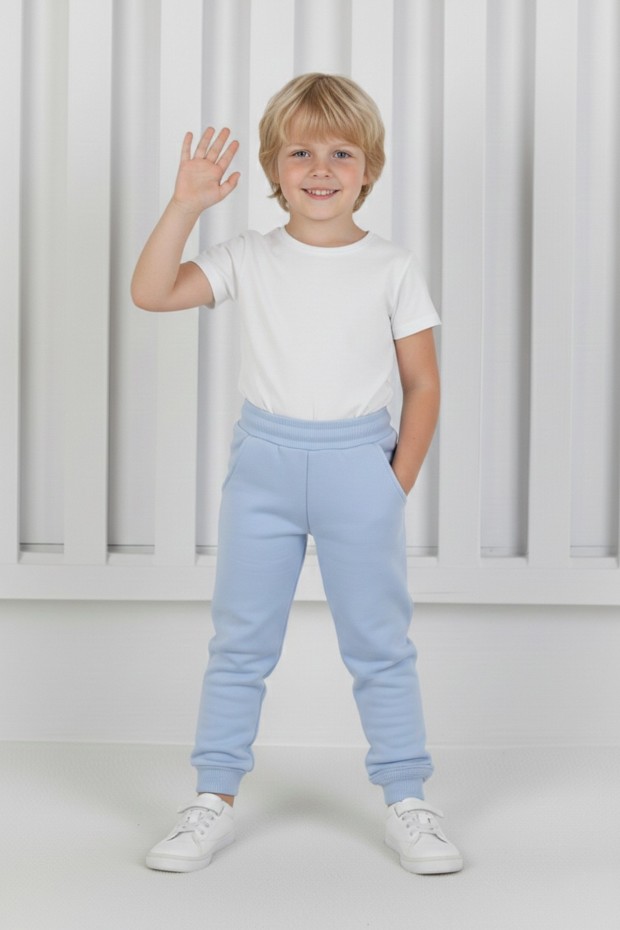 Erkek Çocuk Beli Lastikli Fırçalı İki İplik Mevsimlik Esnek Eşofman Altı 