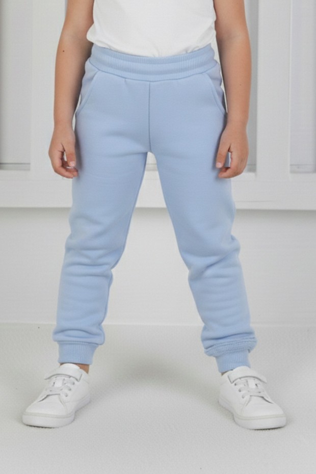 Erkek Çocuk Beli Lastikli Fırçalı İki İplik Mevsimlik Esnek Eşofman Altı 