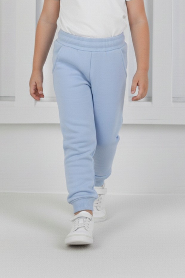 Erkek Çocuk Beli Lastikli Fırçalı İki İplik Mevsimlik Esnek Eşofman Altı 