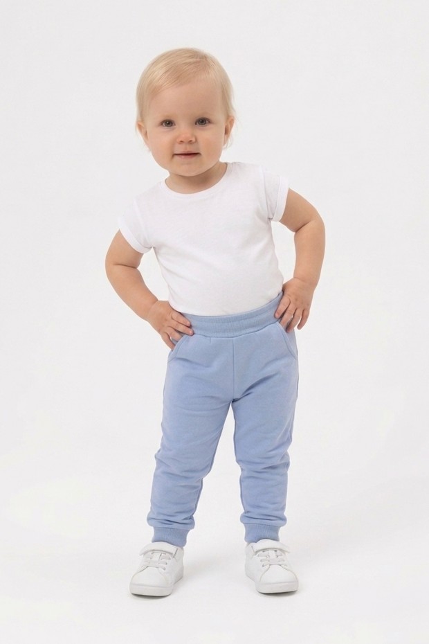 Bebek Beli Lastikli Fırçalı İki İplik Mevsimlik Esnek Eşofman Altı 