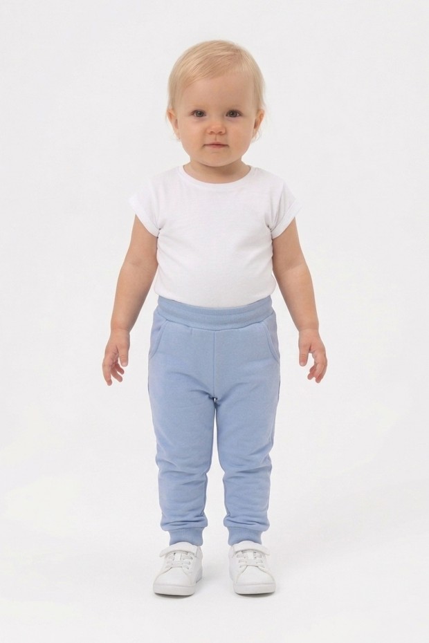 Bebek Beli Lastikli Fırçalı İki İplik Mevsimlik Esnek Eşofman Altı 