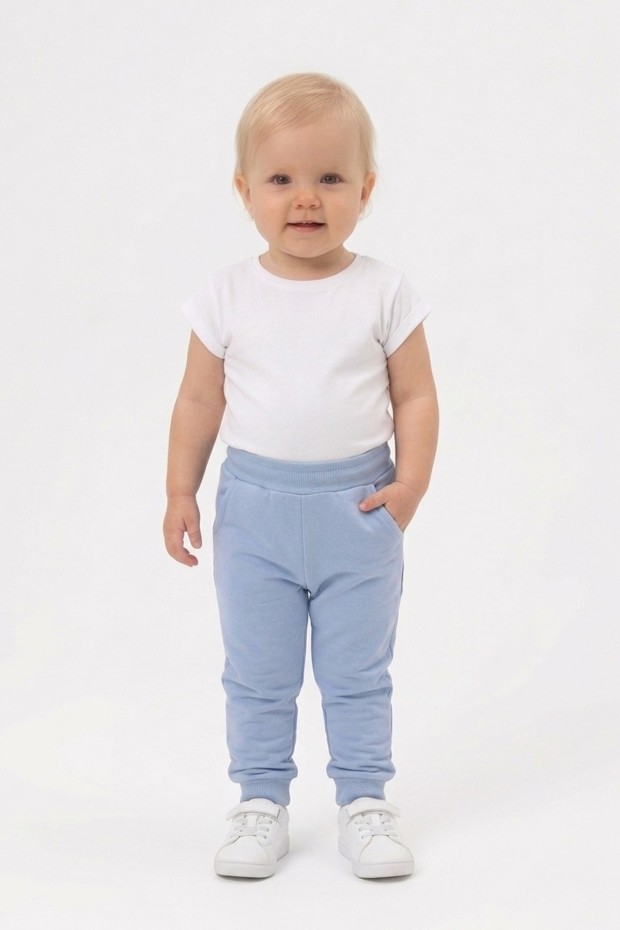 Bebek Beli Lastikli Fırçalı İki İplik Mevsimlik Esnek Eşofman Altı 