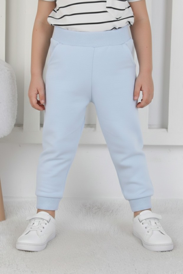 Bebek Beli Lastikli Fırçalı İki İplik Mevsimlik Esnek Eşofman Altı 