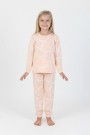 Kız Çocuk Büyük Kalp Desenli %100 Pamuk Süprem Kumaş Uzun Kollu Pijama Takımı 