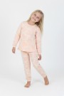 Kız Çocuk Büyük Kalp Desenli %100 Pamuk Süprem Kumaş Uzun Kollu Pijama Takımı 