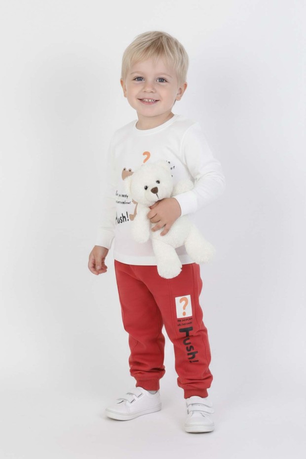 Bebek Timsah Baskılı Uzun Kollu Altı Fırçalı İki İplik Üst Süprem Takım