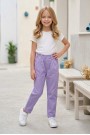 Kız Çocuk %100 Pamuk Yüksek Bel Lastikli Dar Paça Gabardin Kumaş Pantolon