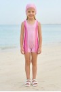 Kız Çocuk Polyester + Elastan Renk Geçişli Bone Hediyeli Yarım Şortlu Profesyonel Yüzücü Mayosu
