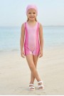 Kız Çocuk Polyester + Elastan Renk Geçişli Bone Hediyeli Yarım Şortlu Profesyonel Yüzücü Mayosu