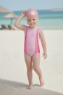 Kız Çocuk Polyester + Elastan Renk Geçişli Bone Hediyeli Yarım Şortlu Profesyonel Yüzücü Mayosu
