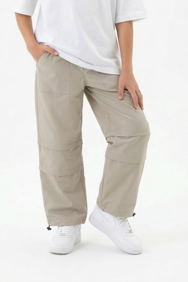 Garson Erkek Çocuk Beli ve Paçası Ayarlanabilir Lastikli Cepli Relax Kalıp Paraşüt Kumaş Pantolon