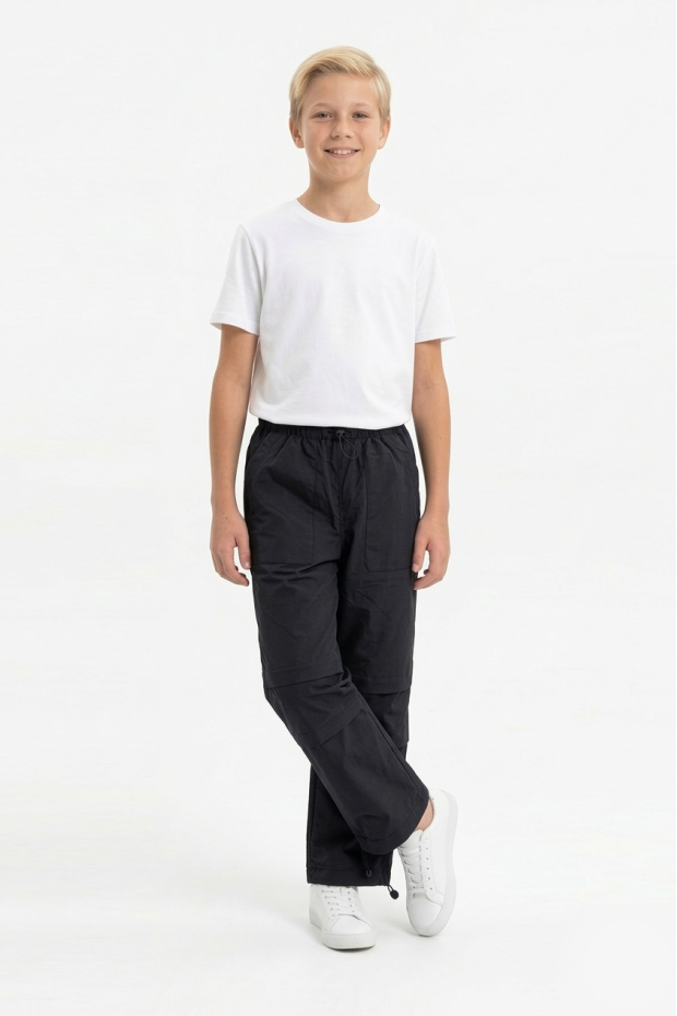 Garson Erkek Çocuk Beli ve Paçası Ayarlanabilir Lastikli Cepli Relax Kalıp Paraşüt Kumaş Pantolon