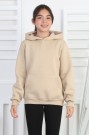 Şardonlu 3 İplik Kapşonlu Kız Çocuk Sweatshirt