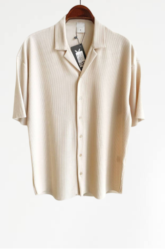 Fitilli Oversize Krem Gömlek