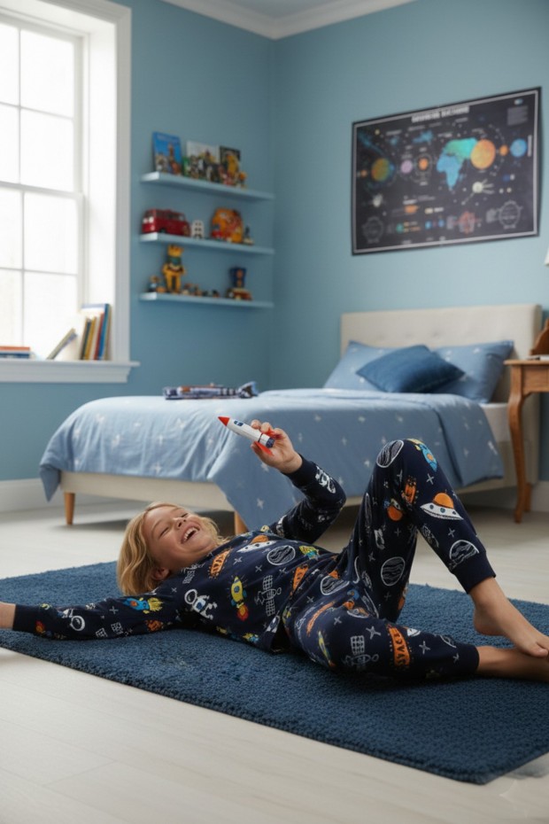 Garson Erkek Çocuk %100 Pamuk Reaktif Boyalı İnterlok Kumaş Pijama Takımı