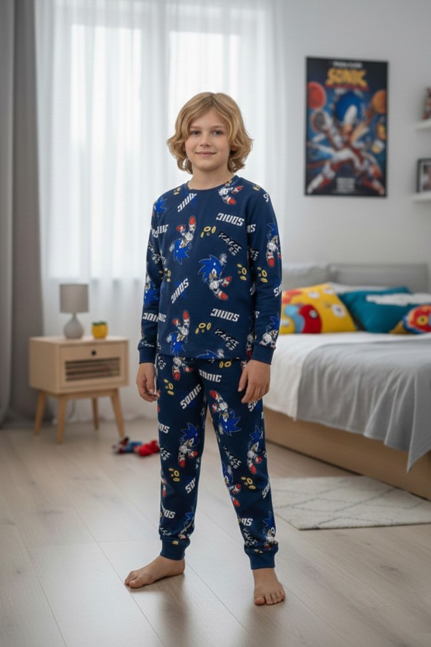 Garson Erkek Çocuk %100 Pamuk Reaktif Boyalı İnterlok Kumaş Pijama Takımı 