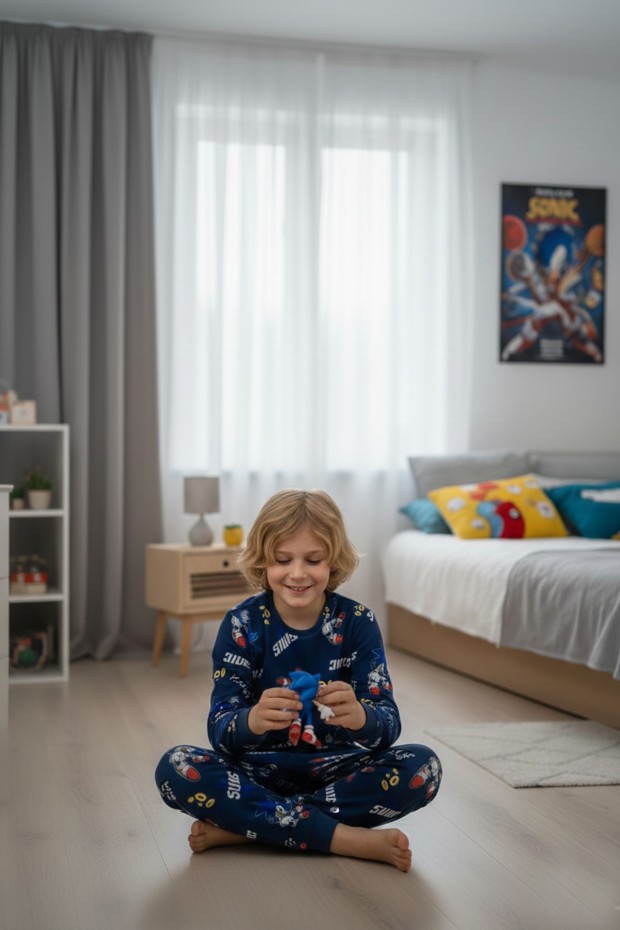 Garson Erkek Çocuk %100 Pamuk Reaktif Boyalı İnterlok Kumaş Pijama Takımı 