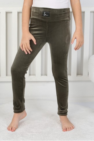 Likralı Kadife Kumaş Arma Detaylı Tayt