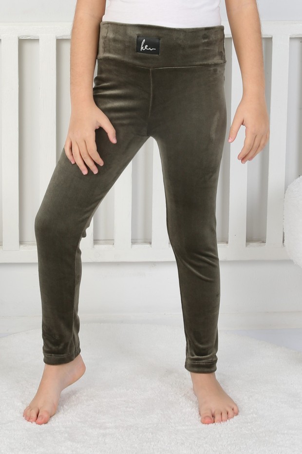 Likralı Kadife Kumaş Arma Detaylı Tayt