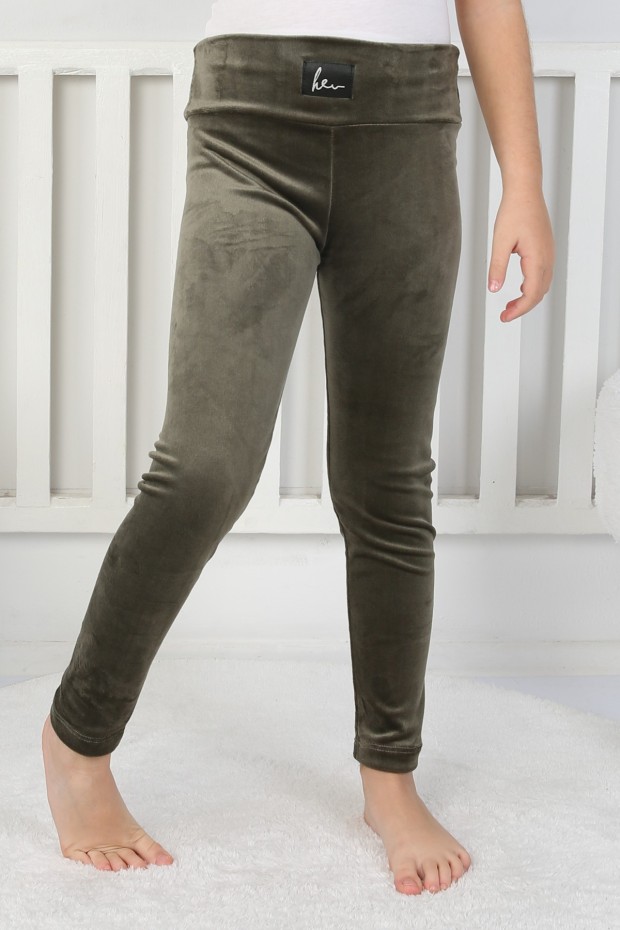 Likralı Kadife Kumaş Arma Detaylı Tayt