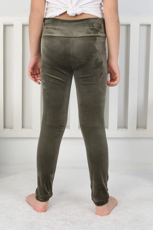 Likralı Kadife Kumaş Arma Detaylı Tayt