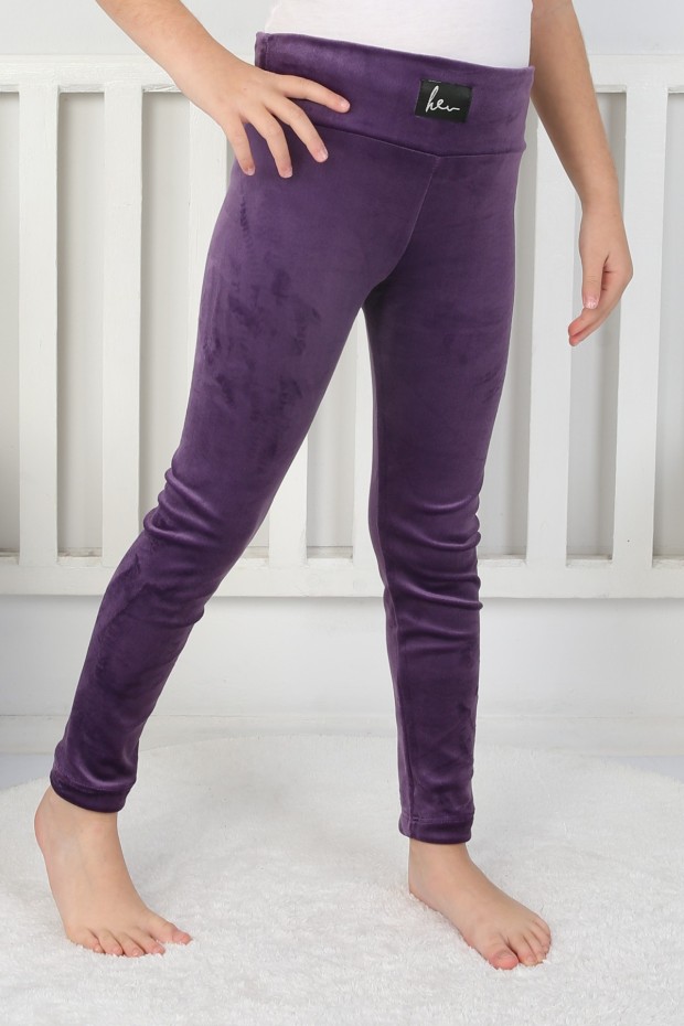 Likralı Kadife Kumaş Arma Detaylı Tayt