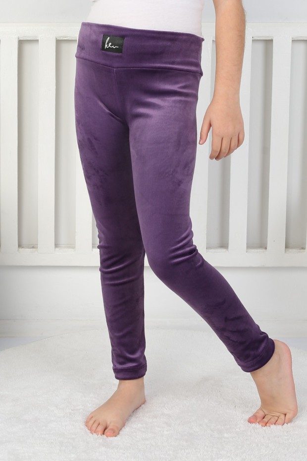 Likralı Kadife Kumaş Arma Detaylı Tayt