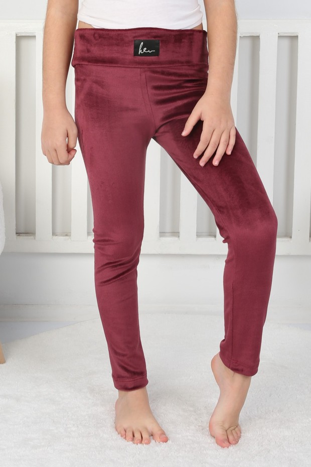 Likralı Kadife Kumaş Arma Detaylı Tayt