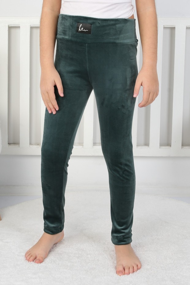 Likralı Kadife Kumaş Arma Detaylı Tayt