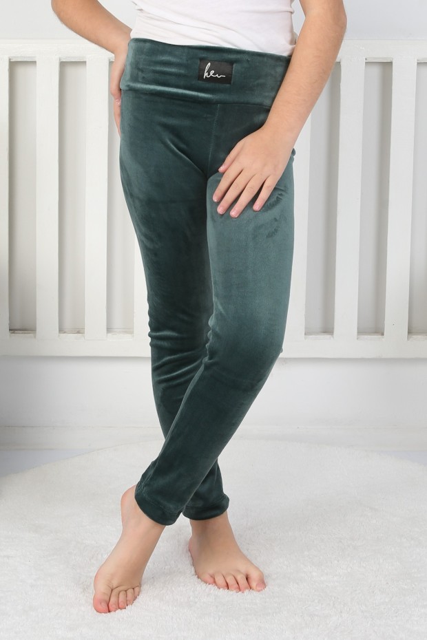 Likralı Kadife Kumaş Arma Detaylı Tayt