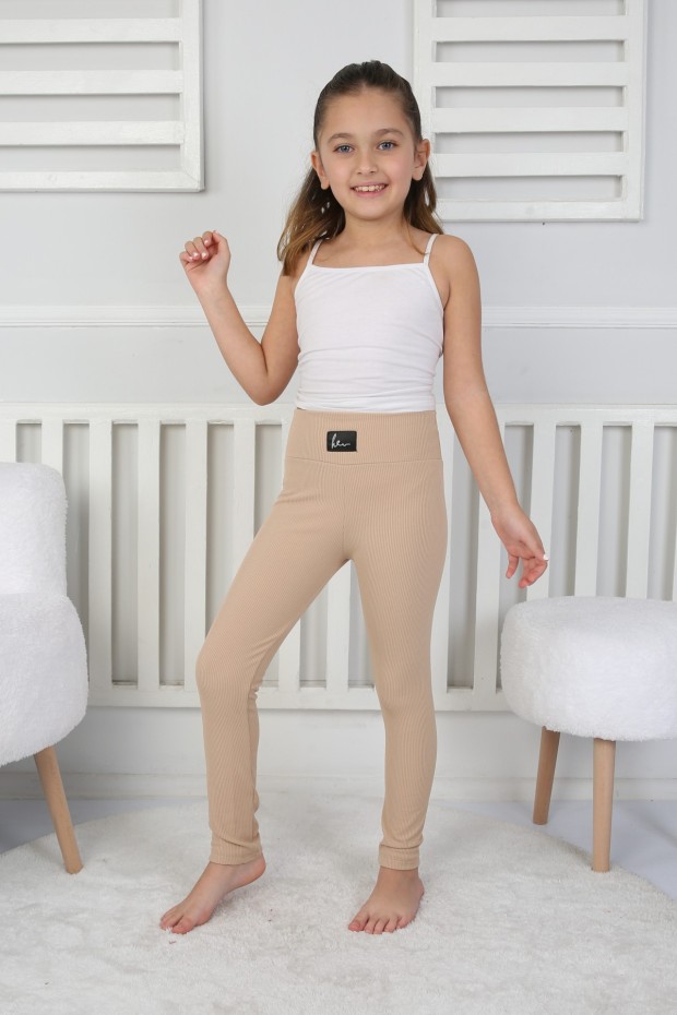 Şardonlu Fitilli Kumaş Arma Detaylı Vizon Tayt