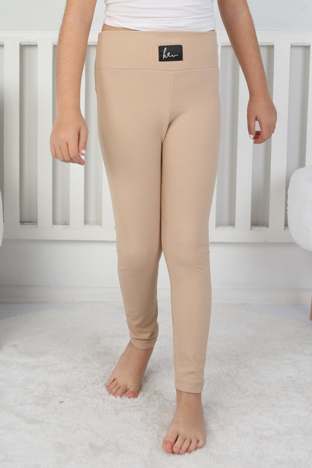 Şardonlu Fitilli Kumaş Arma Detaylı Vizon Tayt