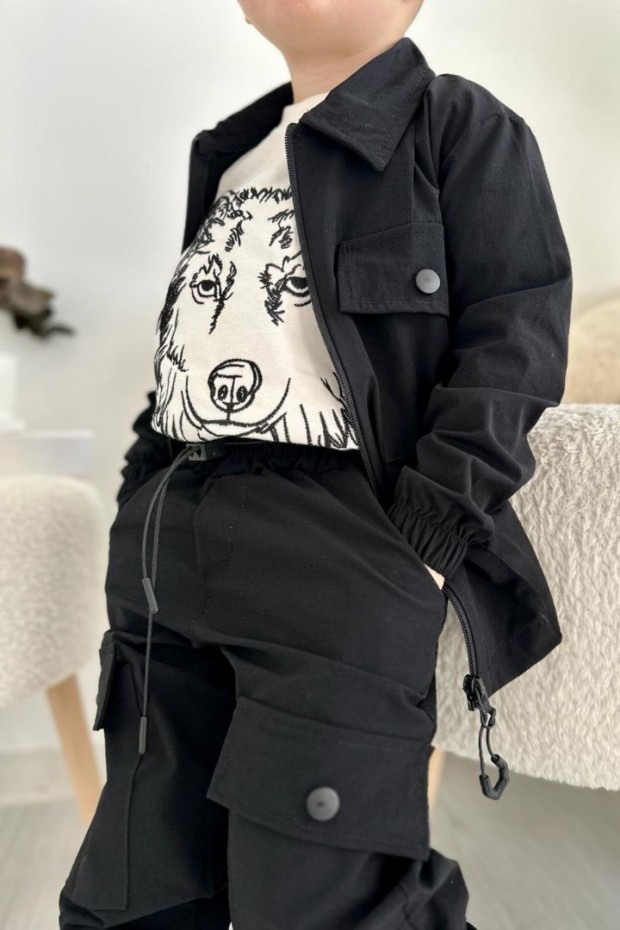 Paraşüt Üçlü Siyah Takım 